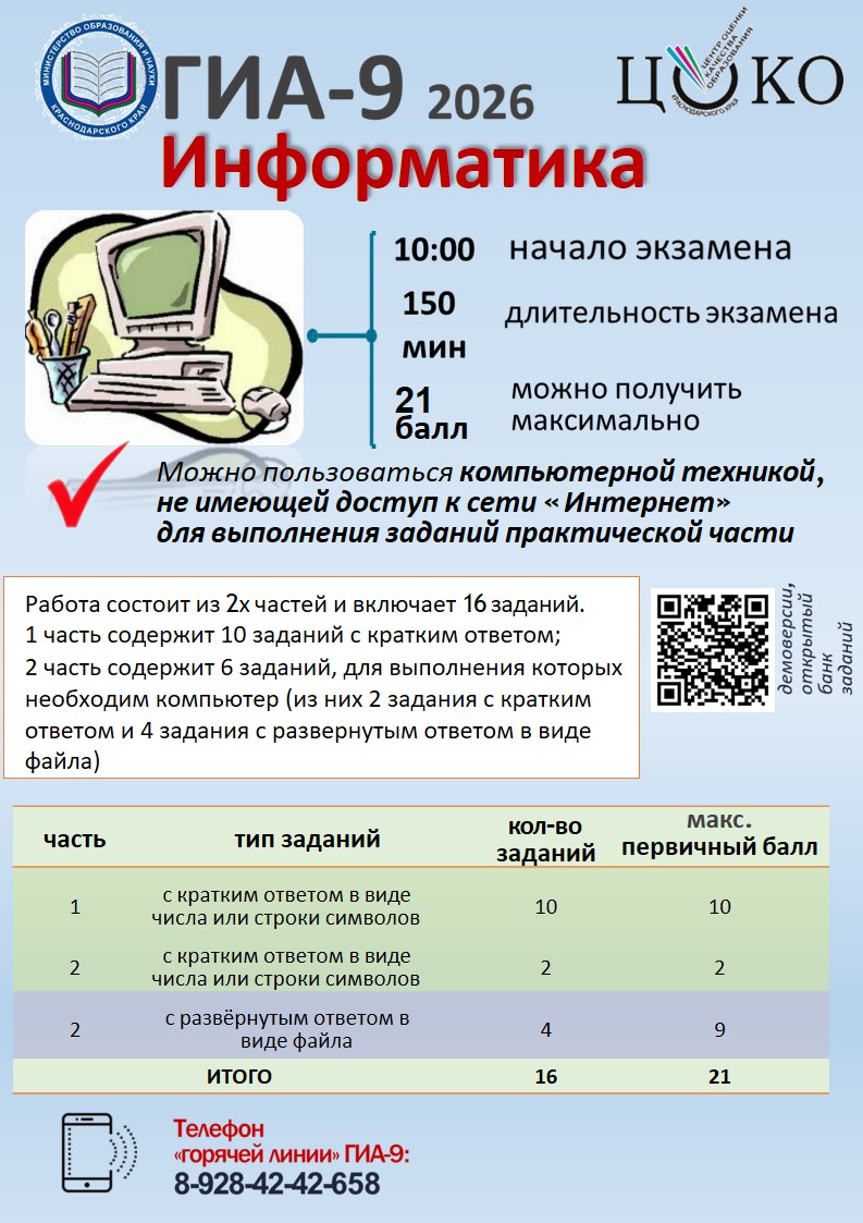 Памятка ГИА 9 Информатика.